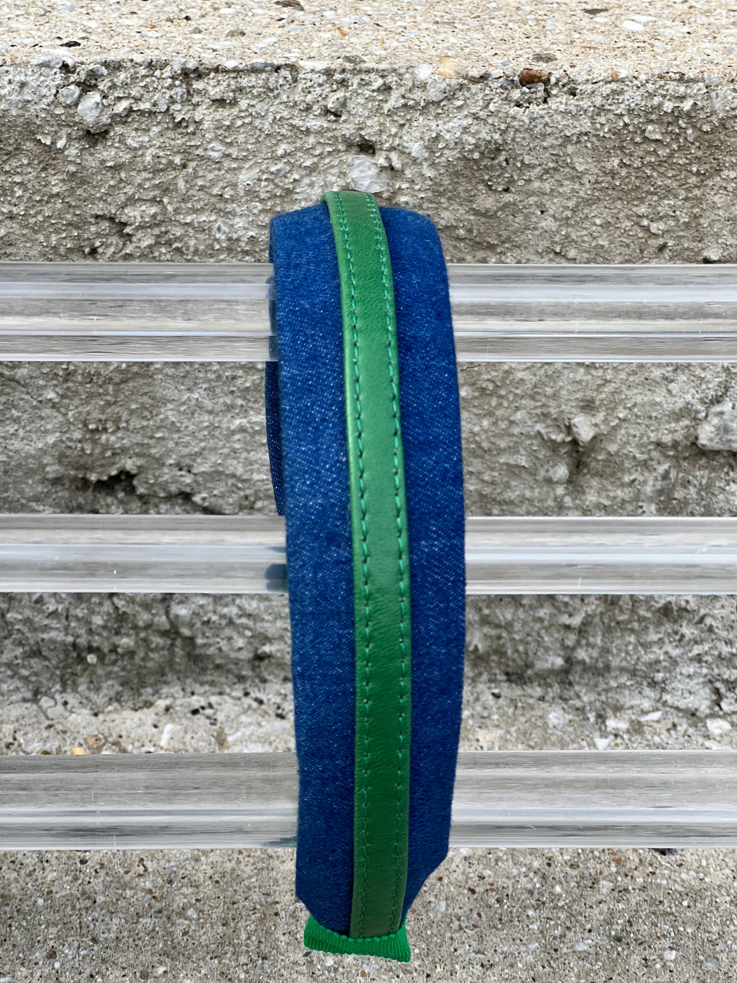 Denim - Green Leather - Medium Washed