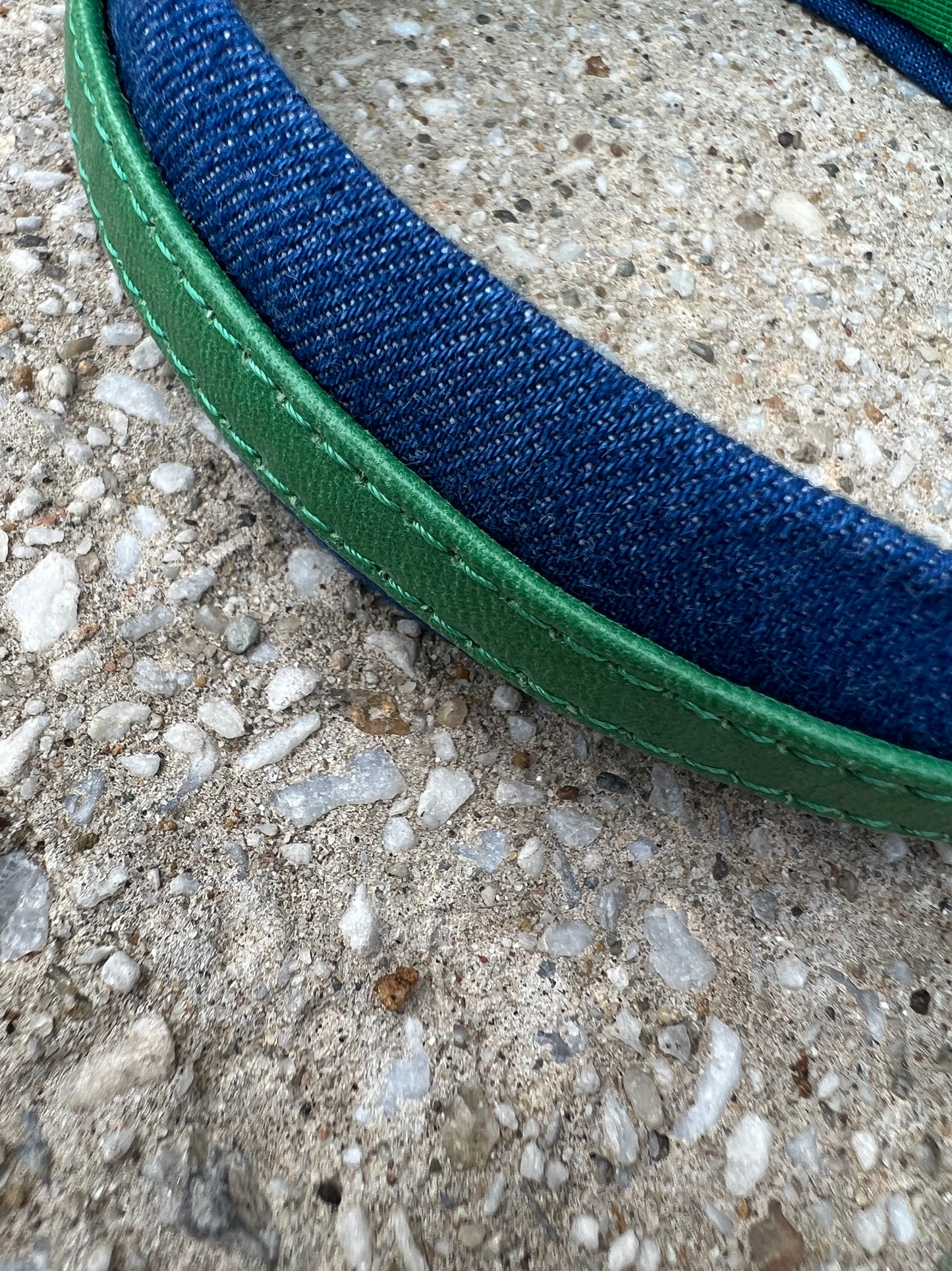 Denim - Green Leather - Medium Washed