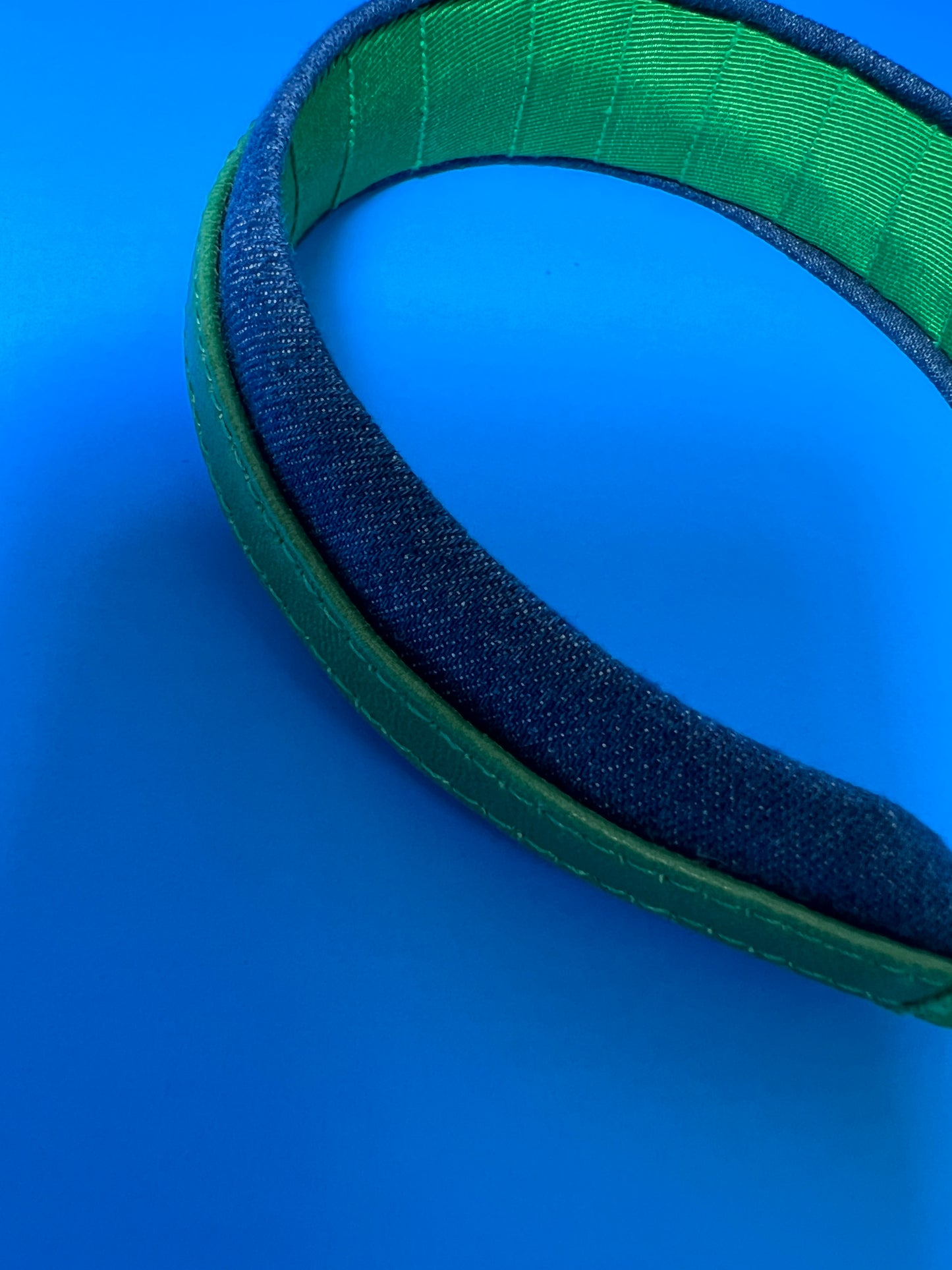 Denim - Green Leather - Medium Washed