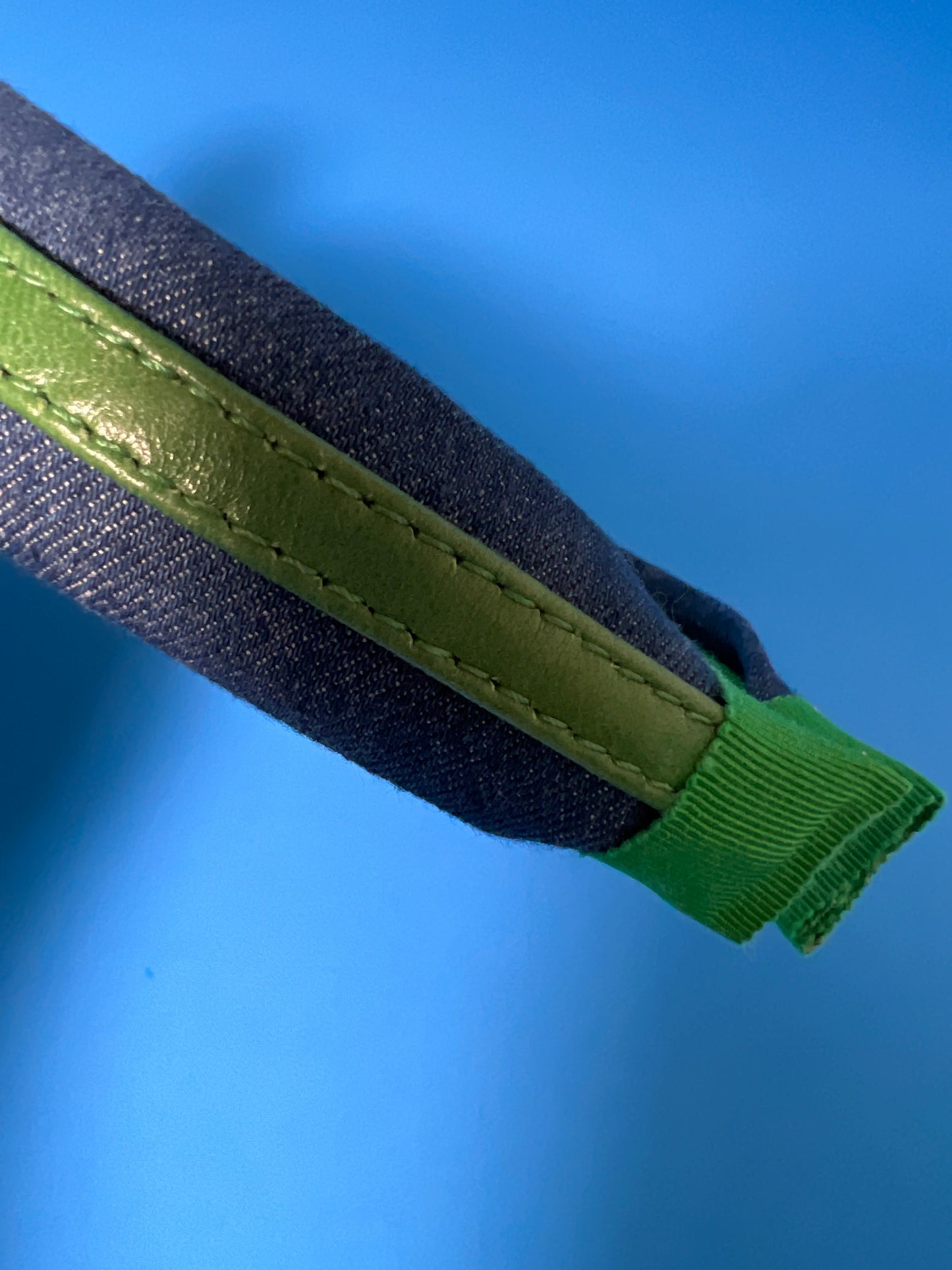 Denim - Green Leather - Medium Washed