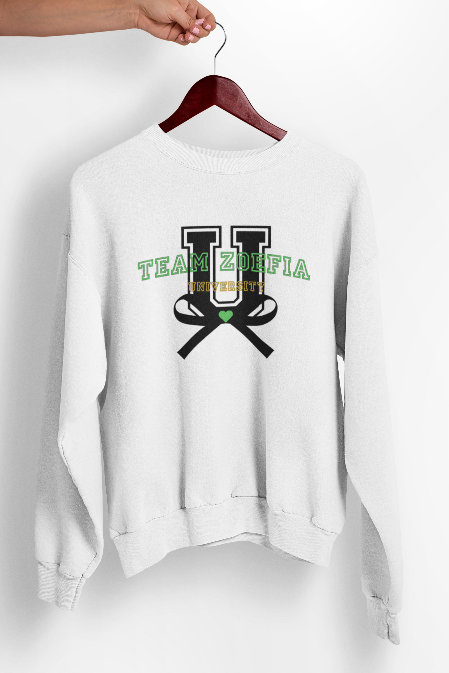 University of Team Zoefia Crewneck Sweatshirt - White