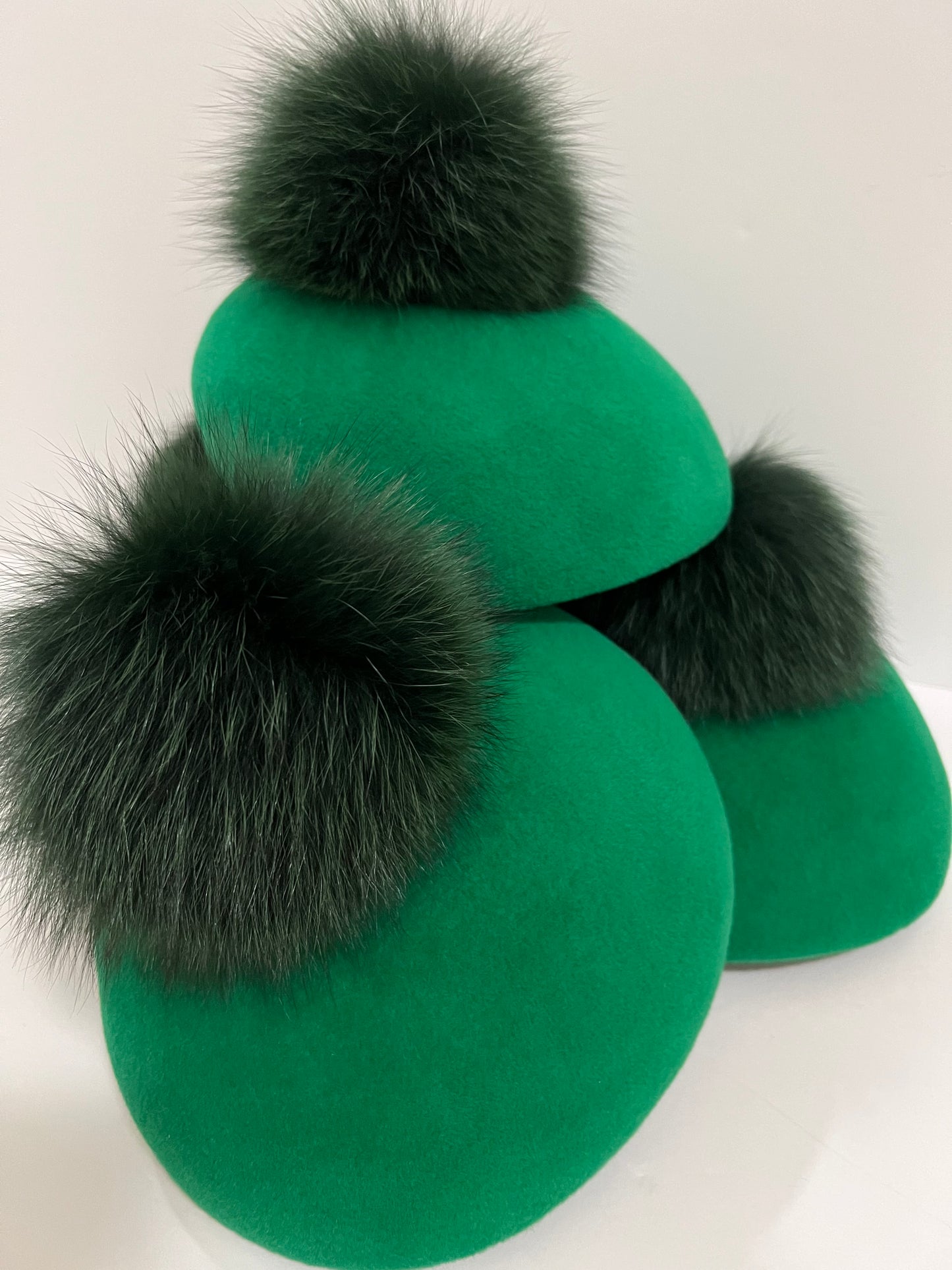 Alexandria - Beret - Green Pom Pom