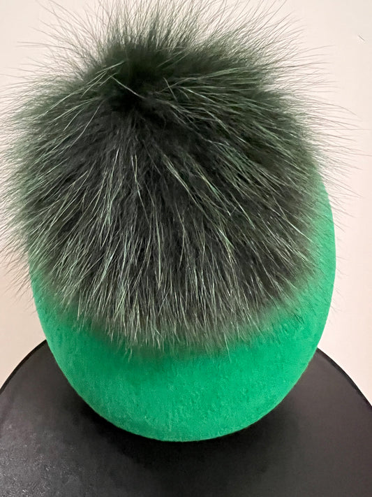 Alexandria - Beret - Green Pom Pom