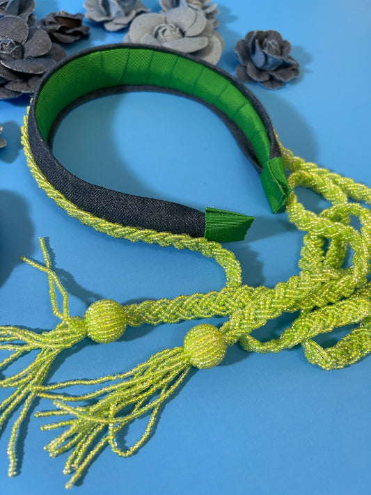 Denim - Green Beads - Medium Washed