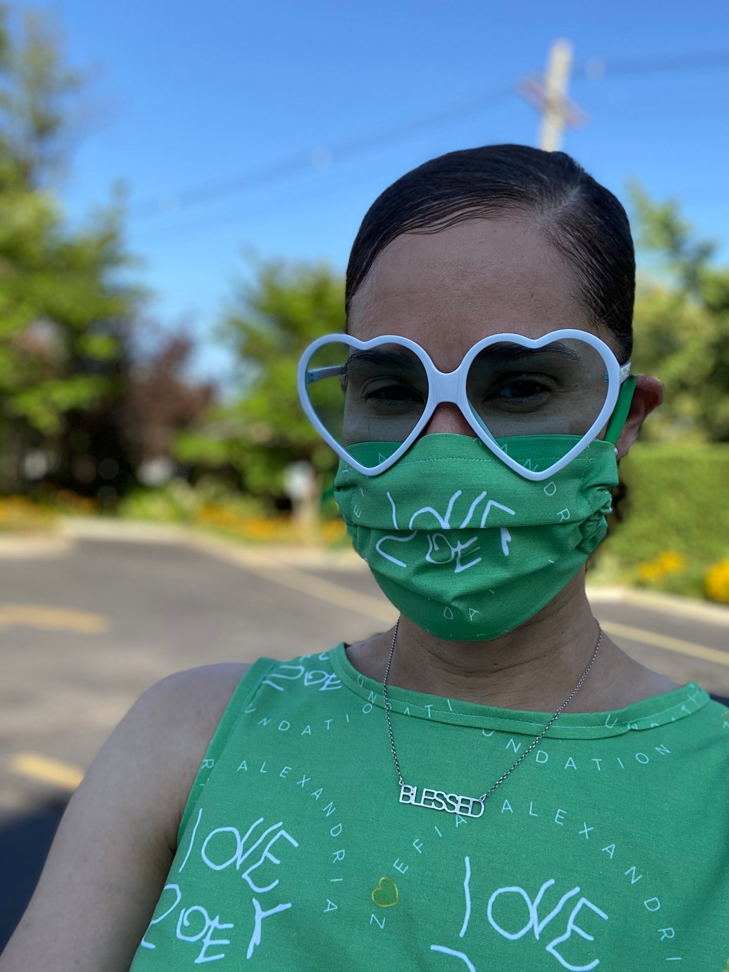 Team Zoefia Signature Fabric - Handmade Mask - Green